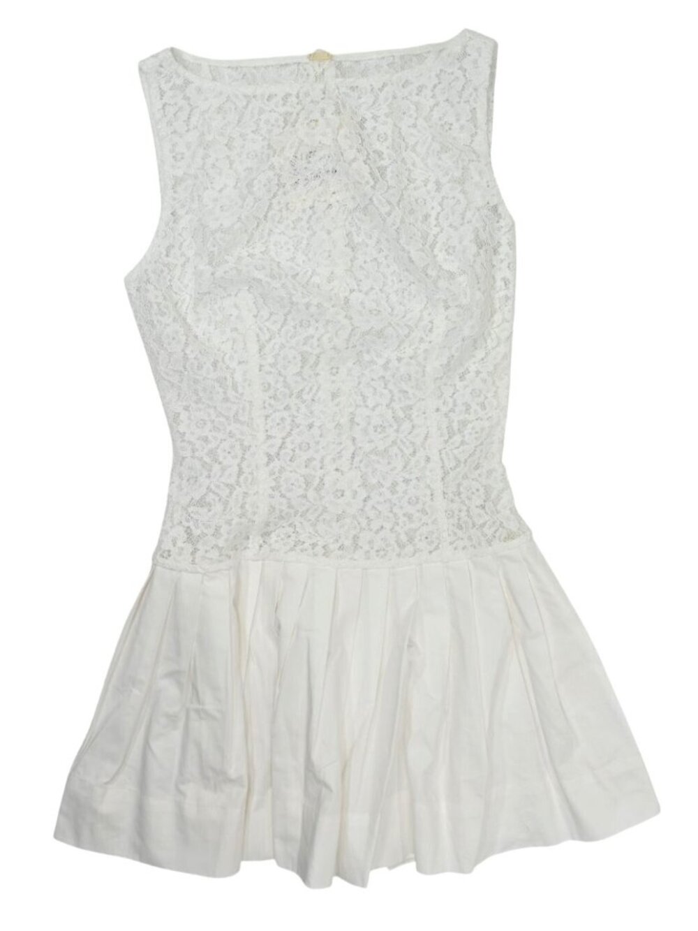 SAME Los Angeles Lace Poplin Mini Dress in White